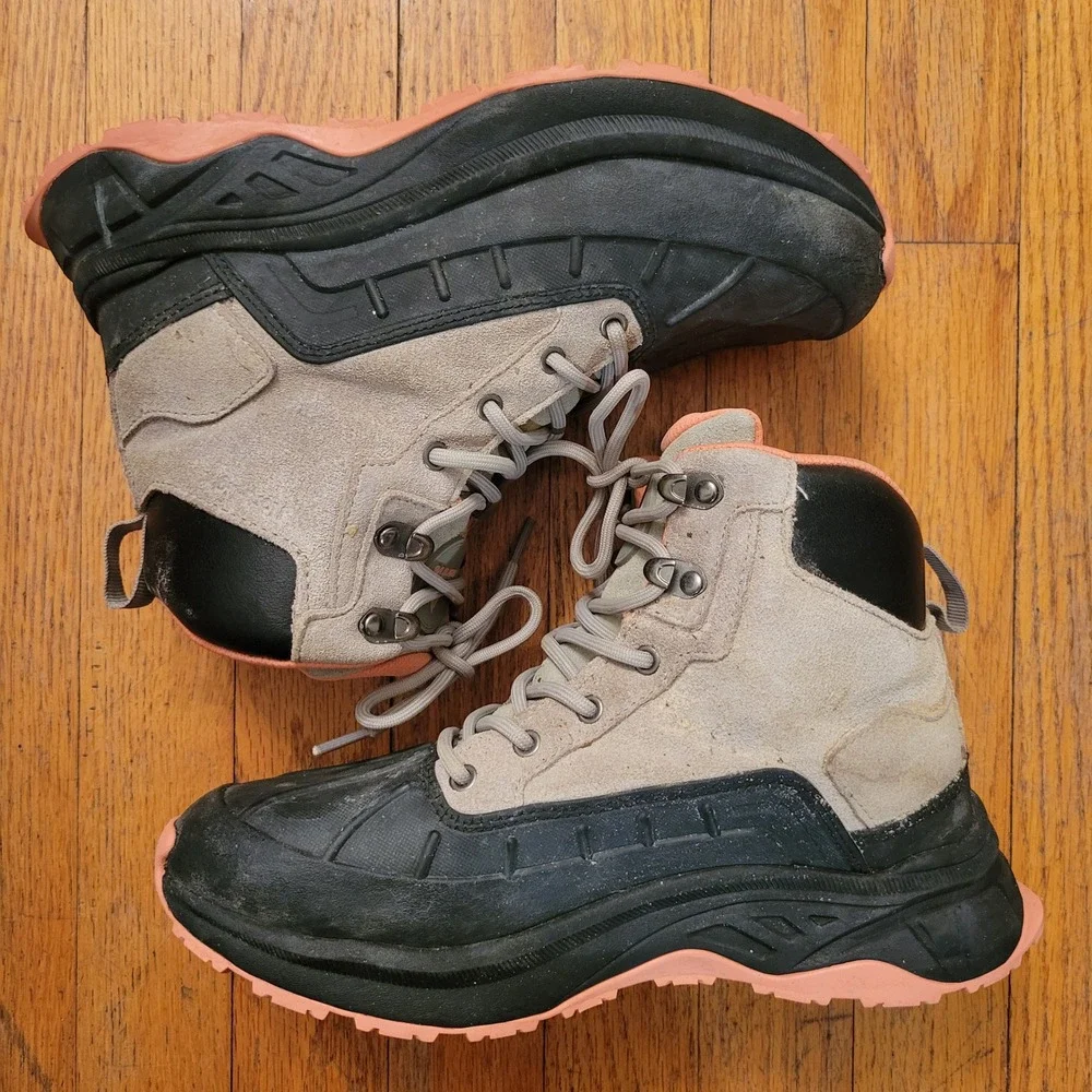 Nortiv 8‎ Hiking Boots Black Peach Waterproof 7 Outdoors Slip Resistant Leather